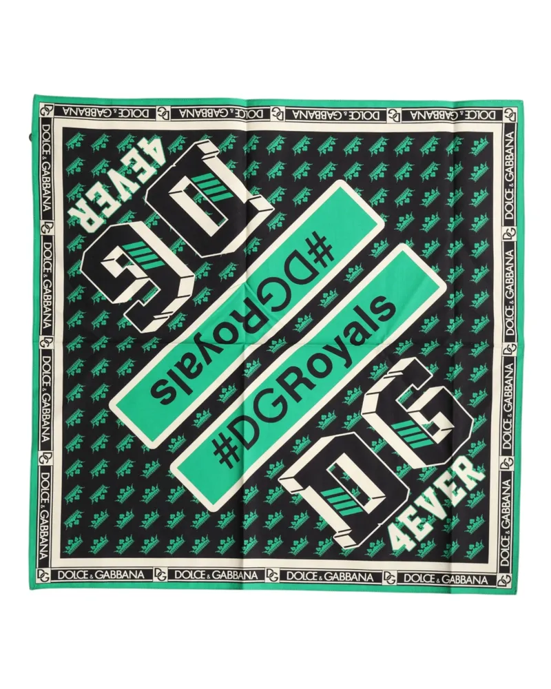 Dolce & Gabbana Men's Multicolor #dgroyals Square Foulard 50.5cm X 50cm Scarf Green