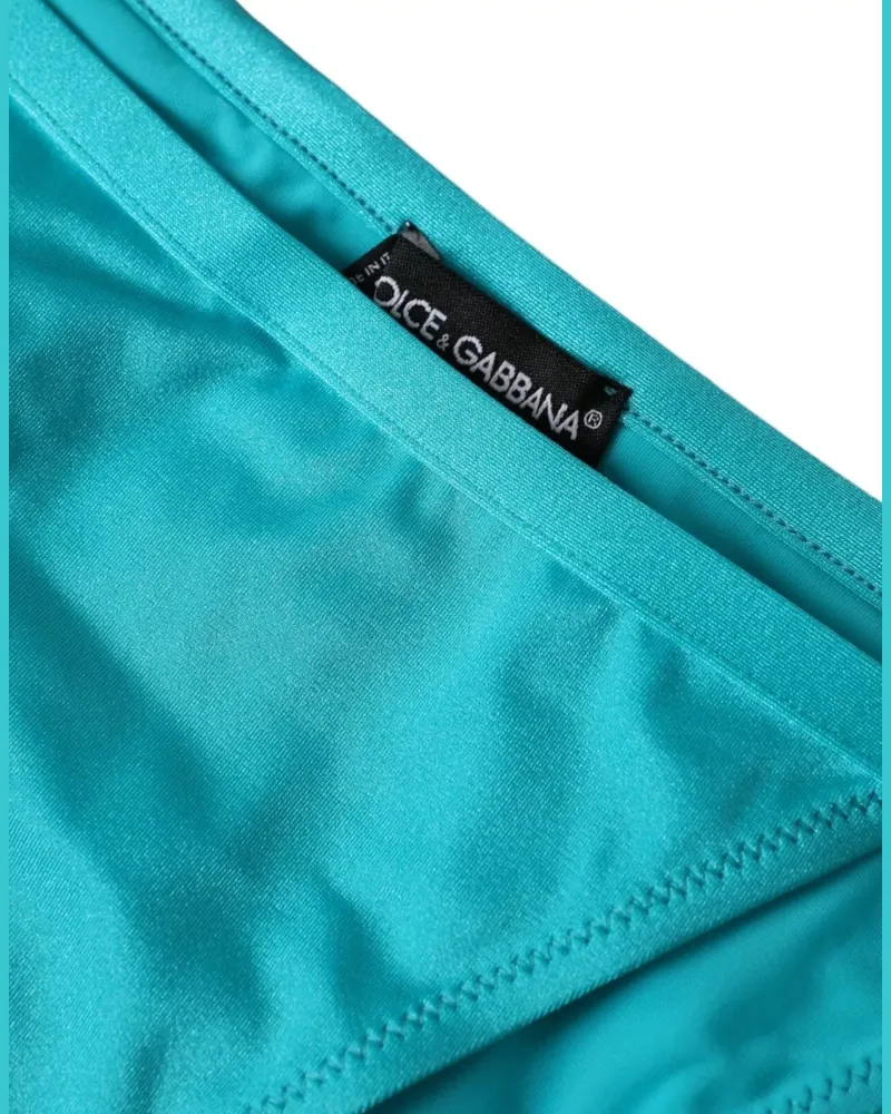 Dolce & Gabbana Women's Blue Green Nylon Beachwear Swimwear Bottom Bikini Elastane Clothing Blue
