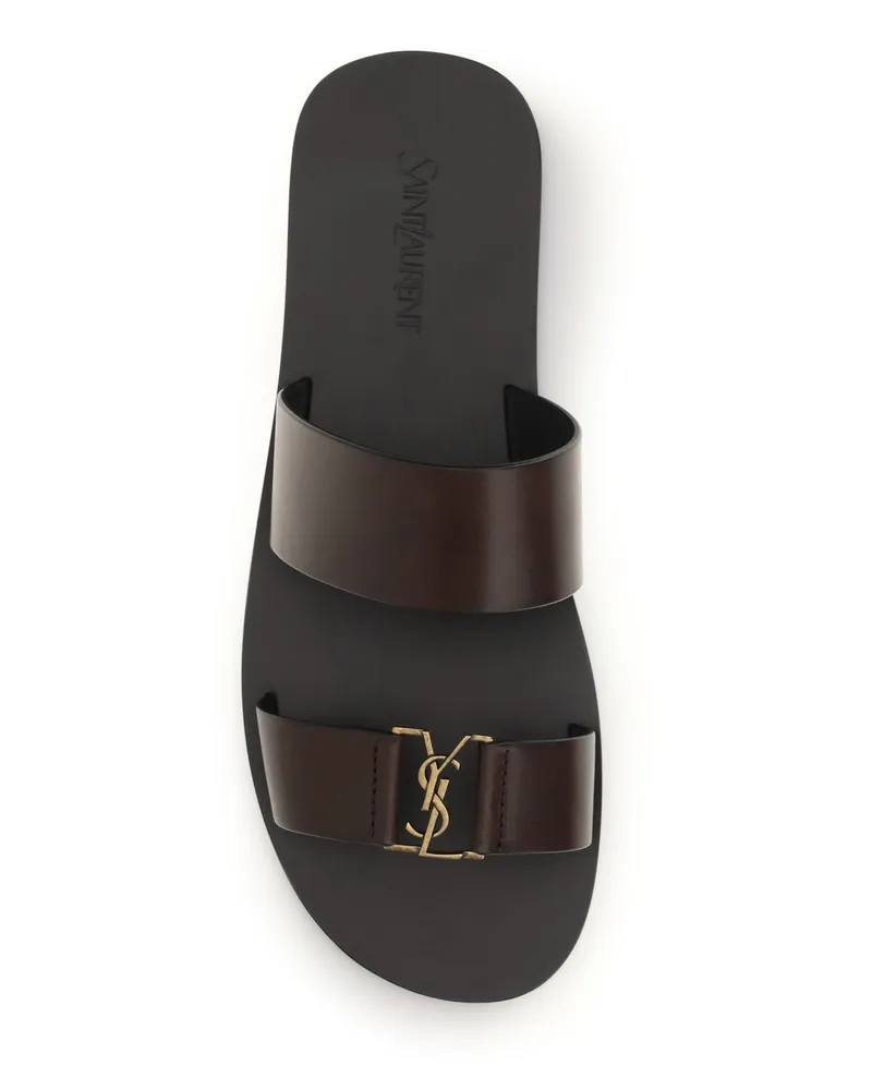 Saint Laurent Men's Sandals Babylone Coffee Calfskin Calf Leather Brown