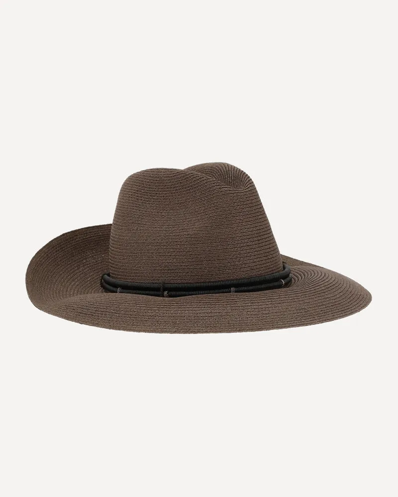 Brunello Cucinelli Womens Brown Woven Straw Hat Accessories & Slg Brown