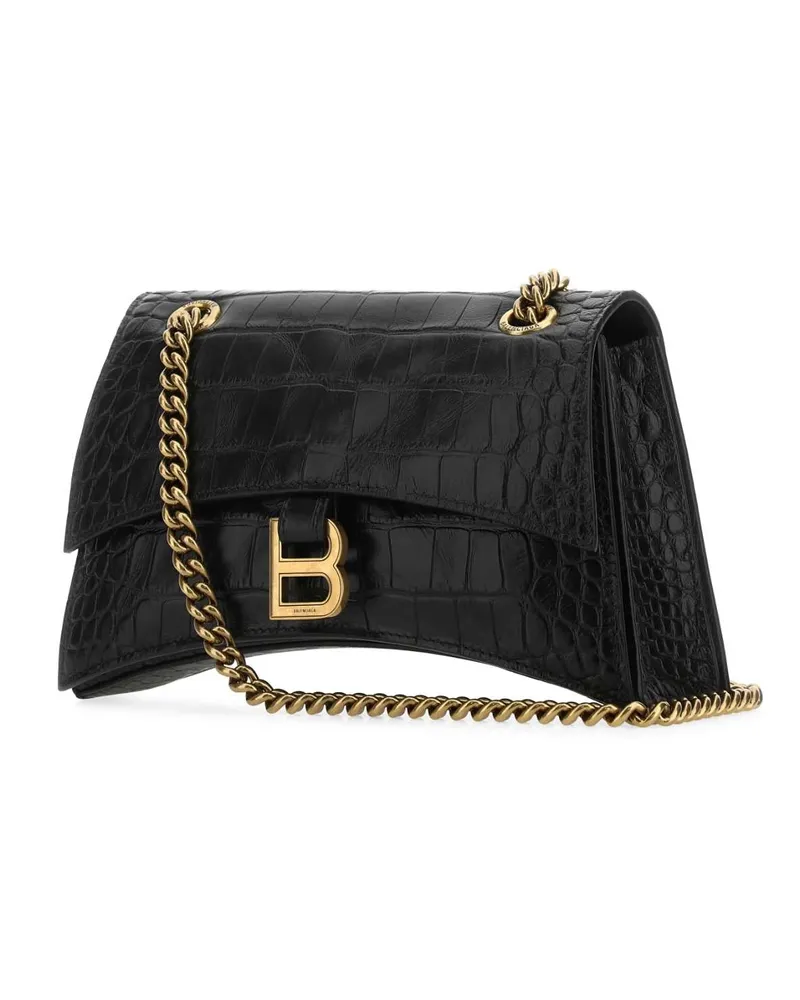 Balenciaga Women's Black Leather Crush S Shoulder Bag T Domesticated Calf Le Clutch Black