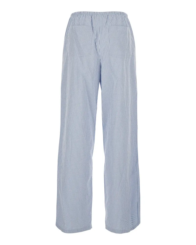 Dunst Women's Trousers Light Blue Check Cotton Blue