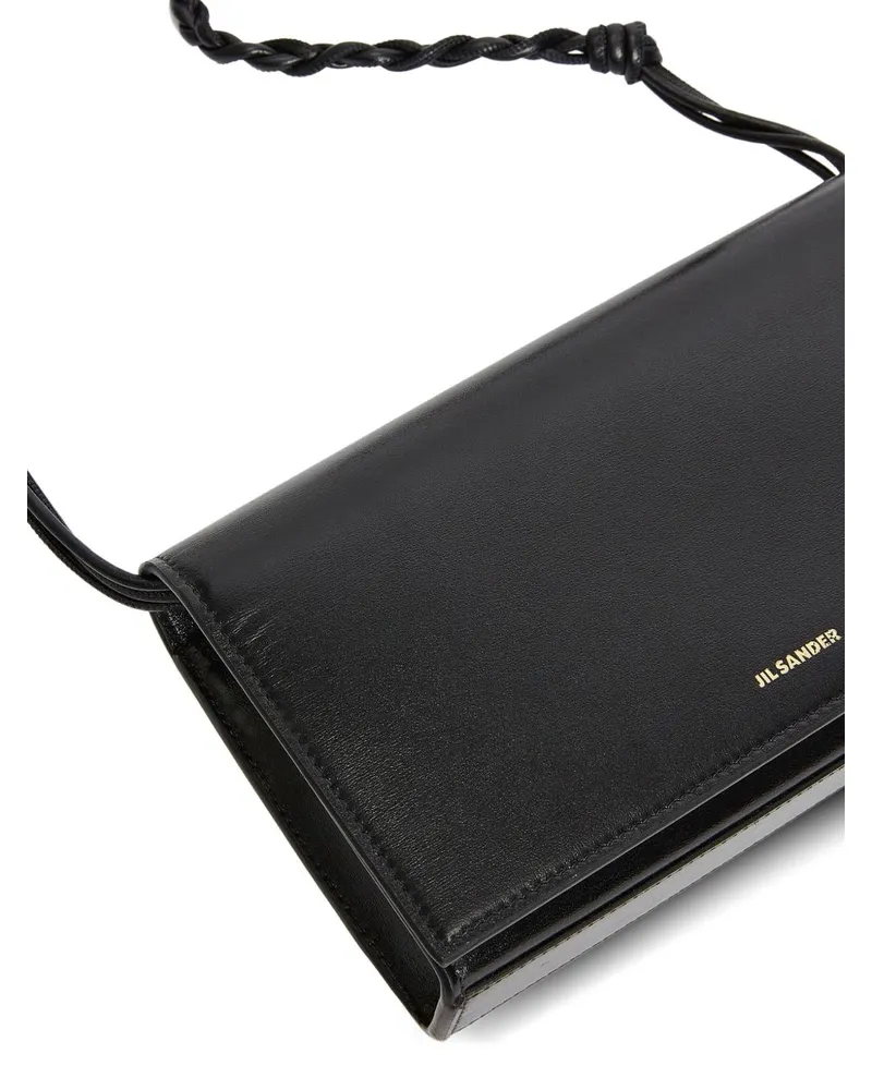 Jil Sander Embossed Logo Leather Crossbody Bag — Black Black