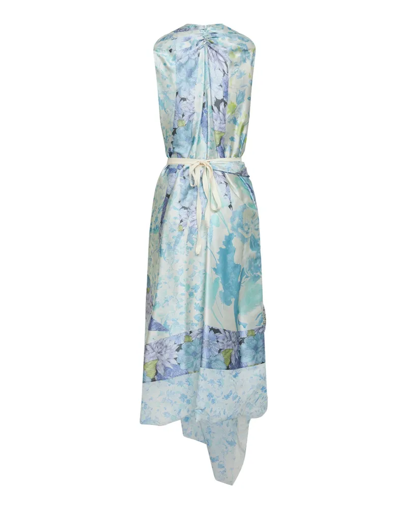 Maison Margiela Women's Silk Wrap Midi Dress Light Blue Blue