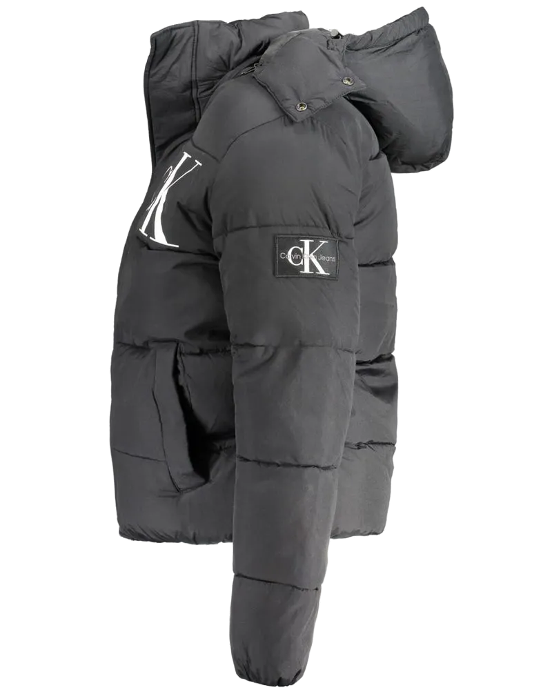 Calvin Klein Recycled Nylon Logo Puffer Jacket — Black Black