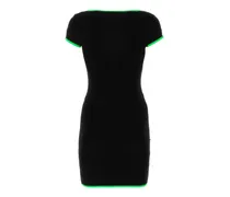 Neon-Trim Stretch Viscose Mini Dress — Black