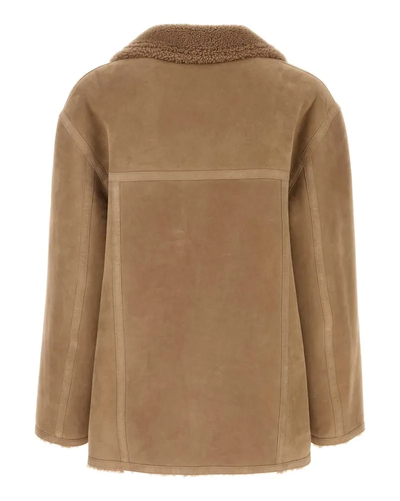 Fendi Men's Camel Shearling Jacket Natural Exterior: Giubbini Beige