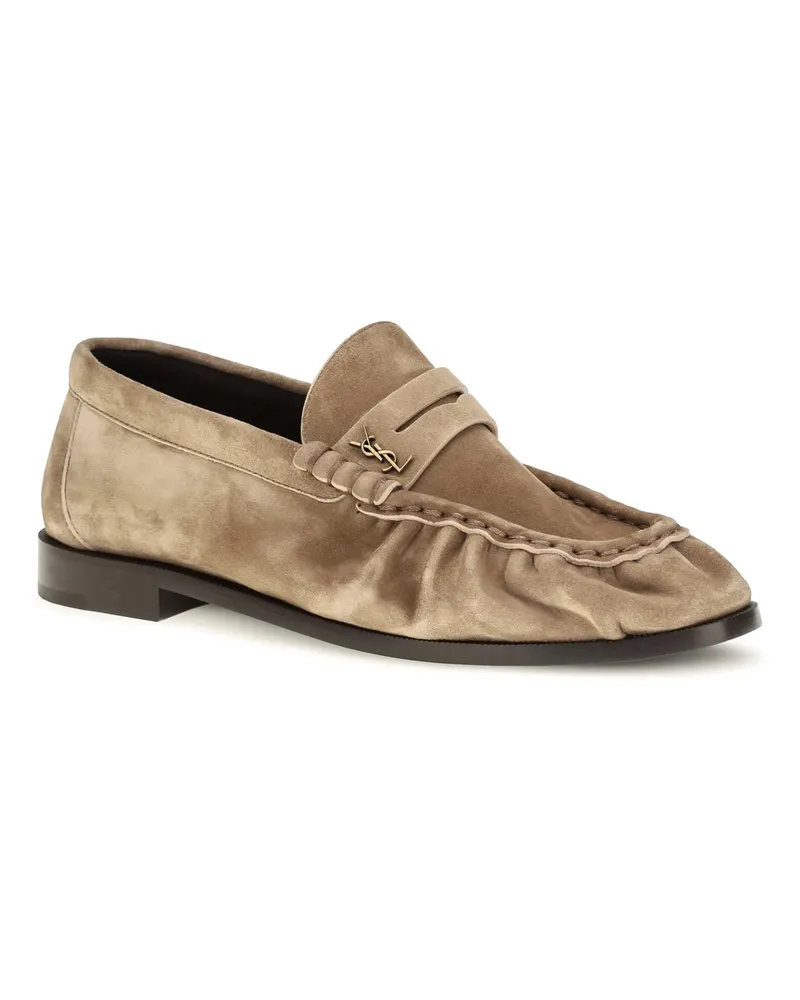 Saint Laurent Women's Le Loafer Suede Loafers City Nude Beige