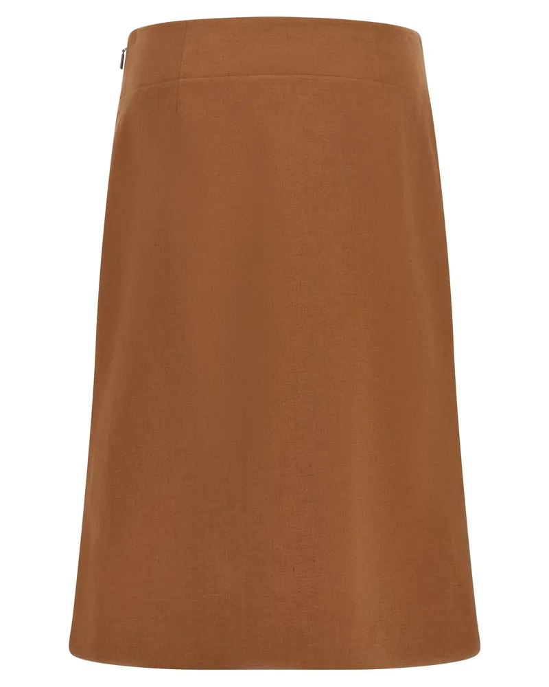 Fendi Women's Brown Linen Midi Skirt Brown