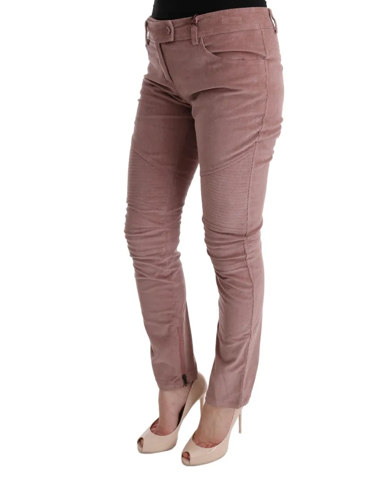 Ermanno Scervino Women's Pink Velvet Cropped Casual Pants Viscose Pink