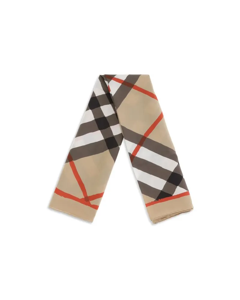 Burberry Watercolor Check Silk Scarf — Beige Beige