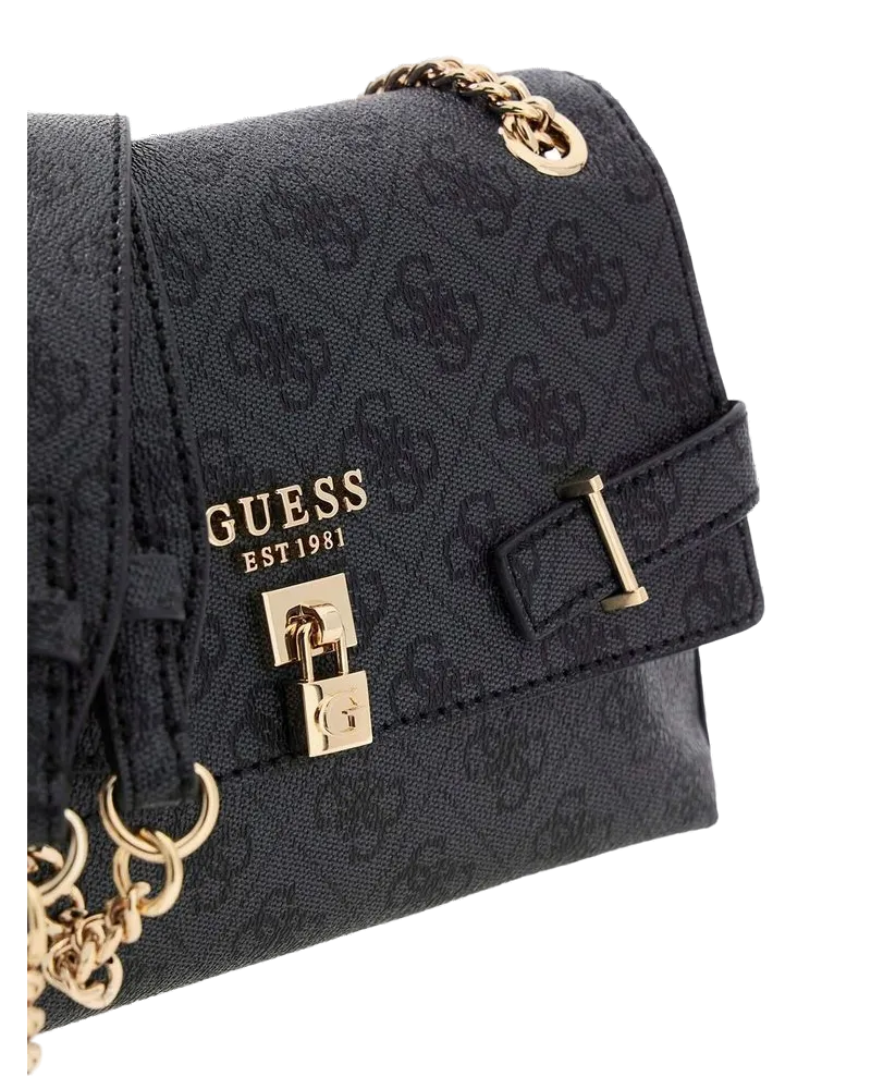 Guess Women's Crossbody Bag Coal Logo Polyurethane - Crossbody-Bags Black