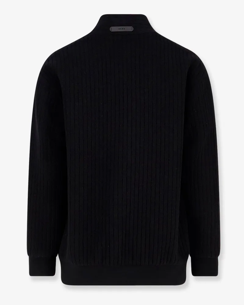 Hevò Men's Wool Coat Cimino Black Virgin - Polyamide Knitwear Sweater Black