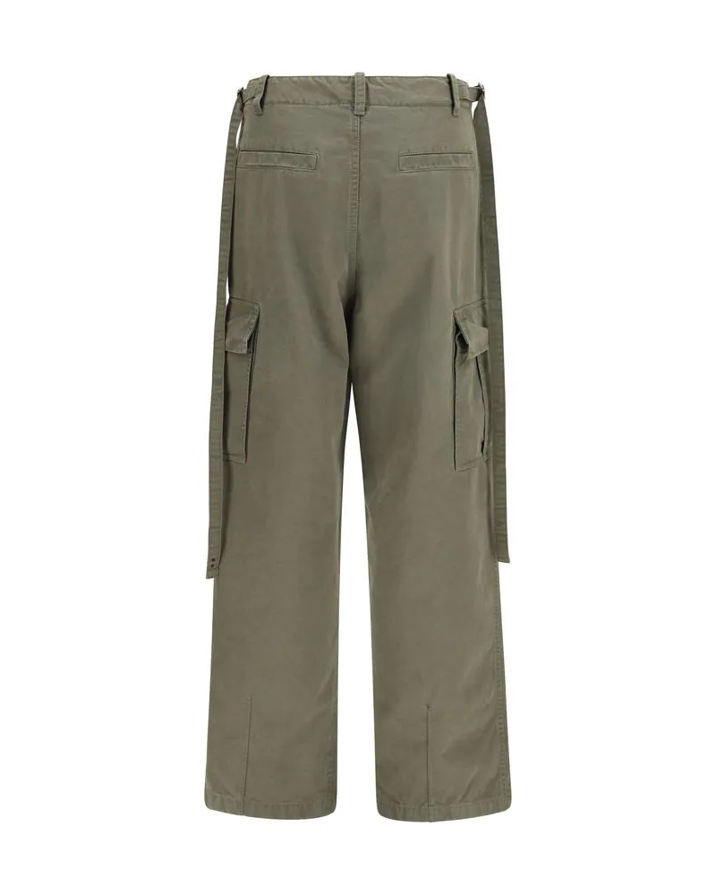 Fendi Cotton with Adjustable Side Ties Cargo Pants — Green Green