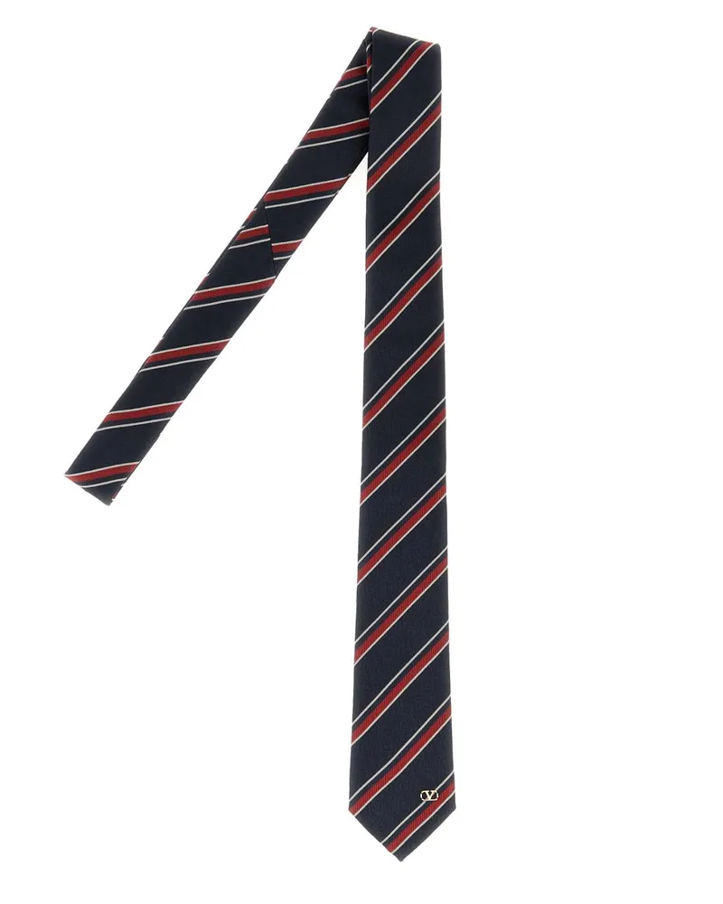 Valentino Garavani Men's Embroidered Jacquard Tie Grigiobordeauxavoriooro Exterior: Silk Lining: Cravatte E Papillon Ties Navy