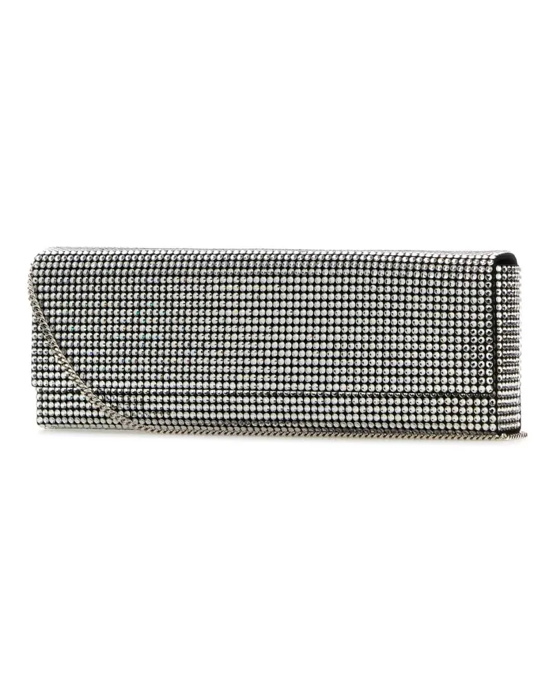 Amina Muaddi Women's Embellished Satin Amini Paloma Clutch Satblasil Silver