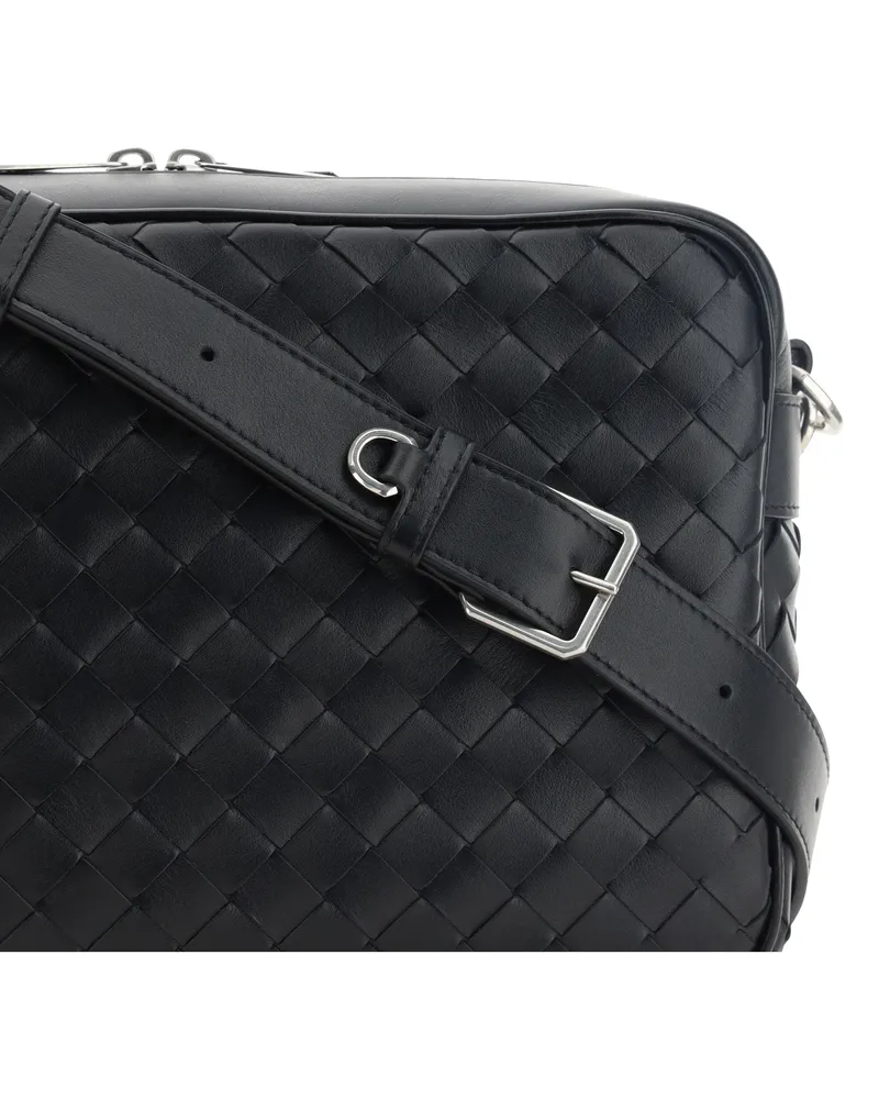 Bottega Veneta Men's Shoulder Bag Camera Black-Silver Calf Leather Black/silver Black