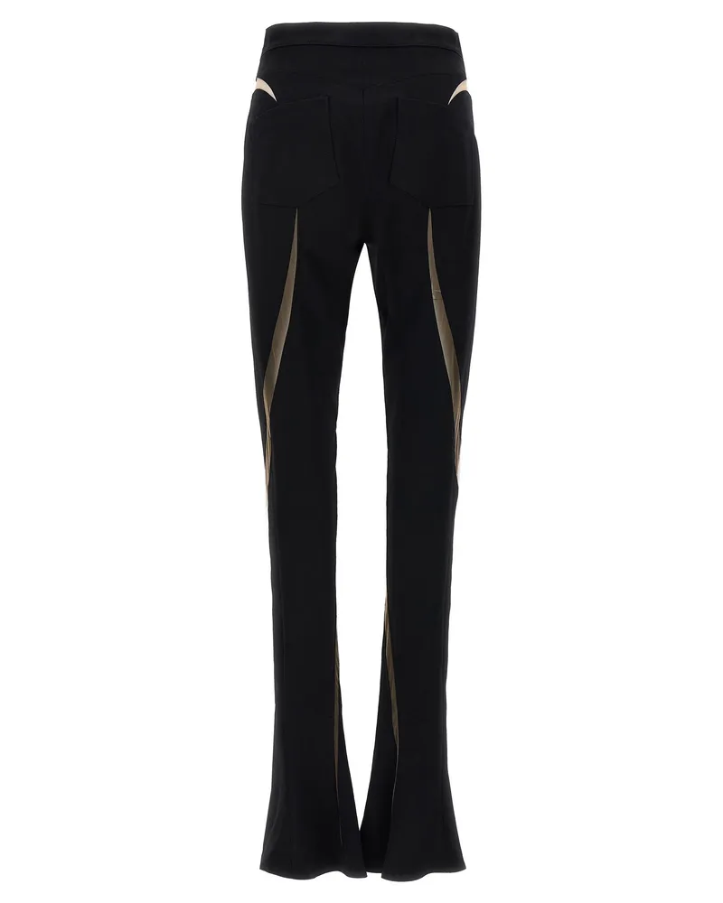 Thierry Mugler Mesh-Insert Flare Leggings — Black Black
