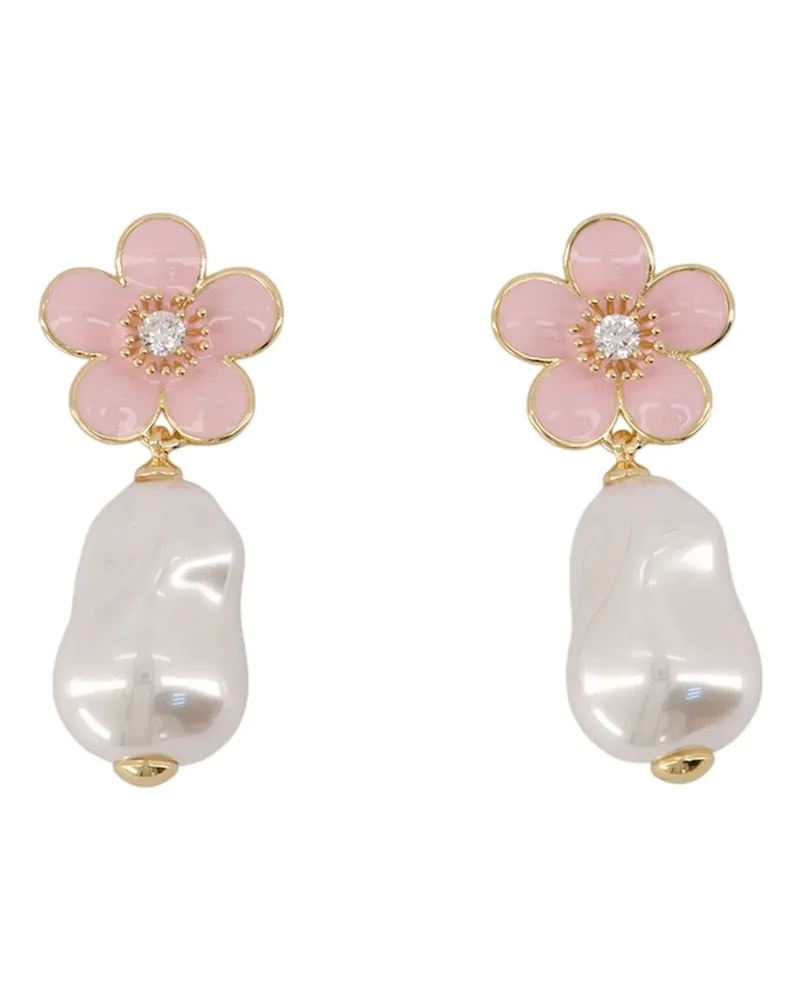 Self-Portrait Women's Flower Pearl Drop Earrings - Self Portrait Synthetic Pink Jewelry-Watches Pink