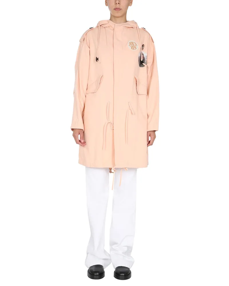 Raf Simons Logo-Patch Cotton Raincoat — Pink Pink