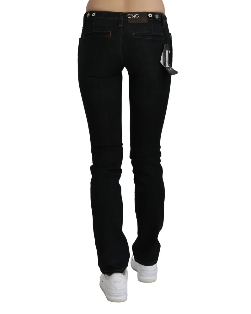 CoSTUME NATIONAL Mid Waist Skinny Denim Jeans — Black Black