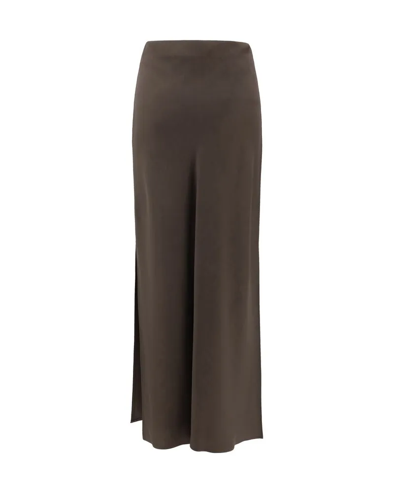 Brunello Cucinelli Women's Brown Acetate Midi Skirt Brown