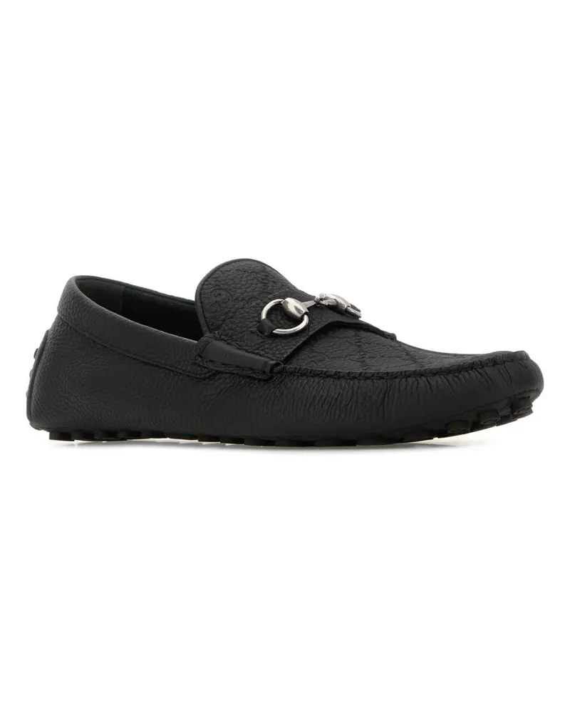 Gucci Men's Black Leather Driver Loafers 1000 Mocassini Black