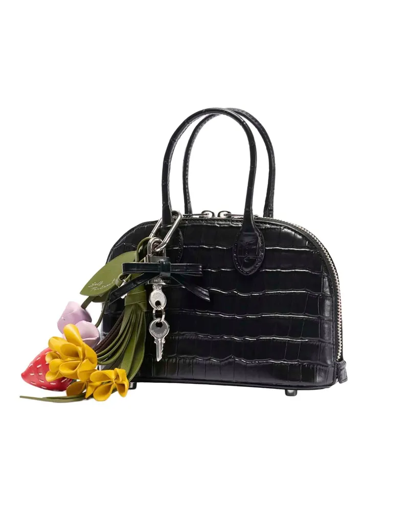 Self-Portrait Crocodile-Embossed Leather Mini Bag — Black Black