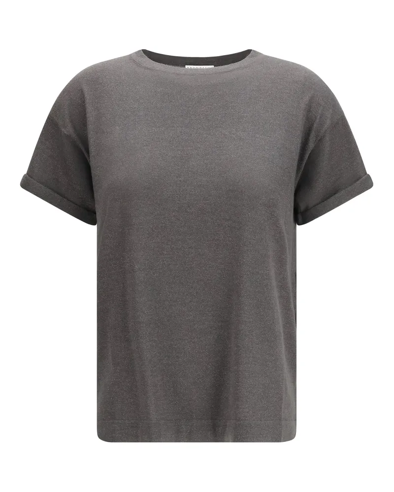 Brunello Cucinelli Women's T-Shirt Cashmere Lead Blend T-Shirts & Jerseys Gray