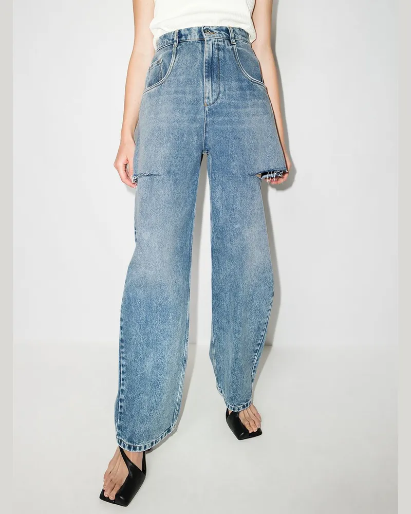 Maison Margiela Cut-Out Cargo Jeans — Blue Blue