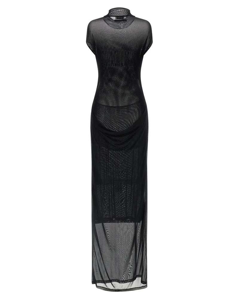 Jean Paul Gaultier Flocked Mesh Dress — Black Black
