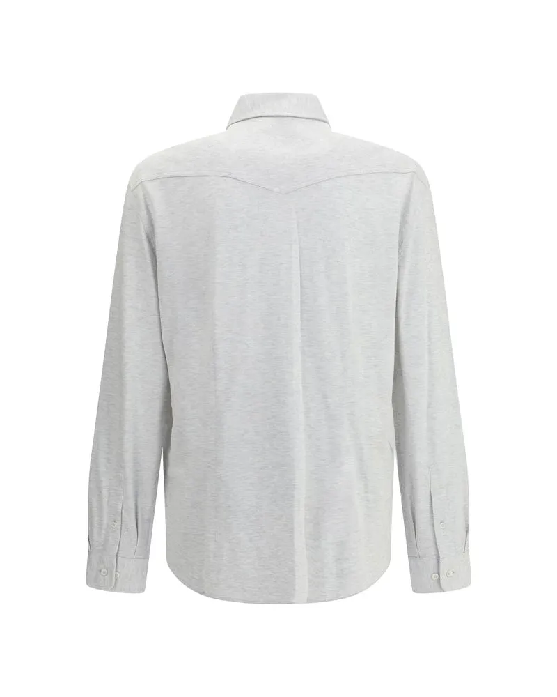 Brunello Cucinelli Men's Gray Denim Shirt Gray