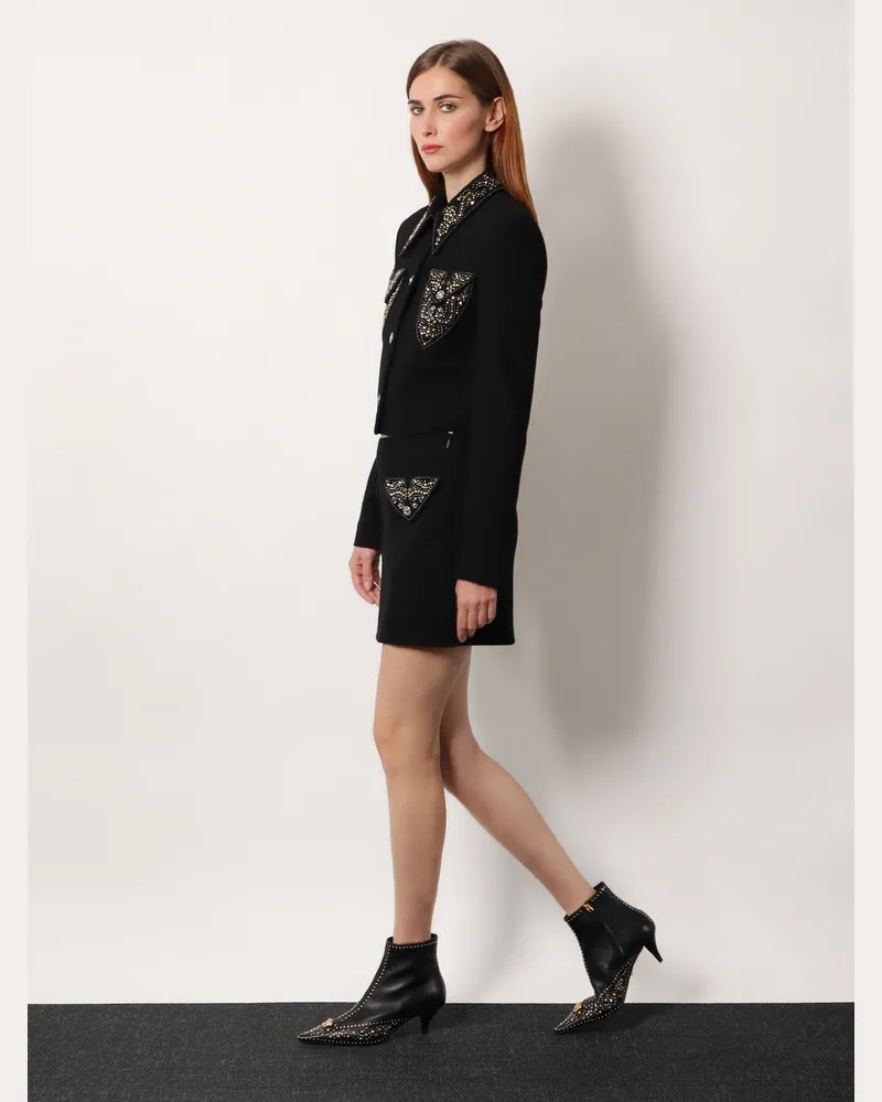 Versace Women's Virgin Wool Mini Skirt Black Black