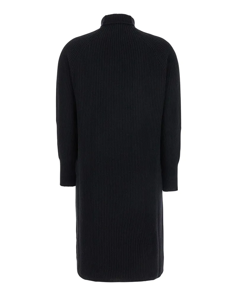 Max Mara Women's Ribbed Long Dress Cashmere Black Mix Black