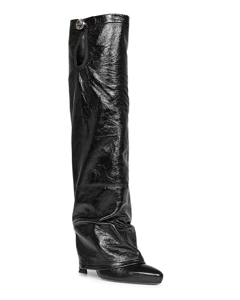 ATTICO Women's High Boots Leon Crackled Leather Black Calf Black