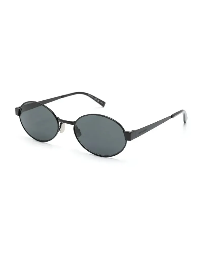 Saint Laurent SL692 Oval Metal Sunglasses — Black Black