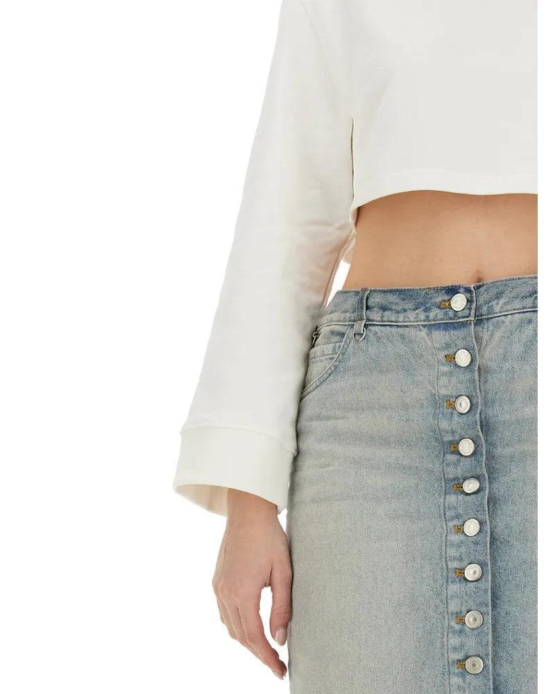 Courrèges Cropped Cotton Sweatshirt — White White