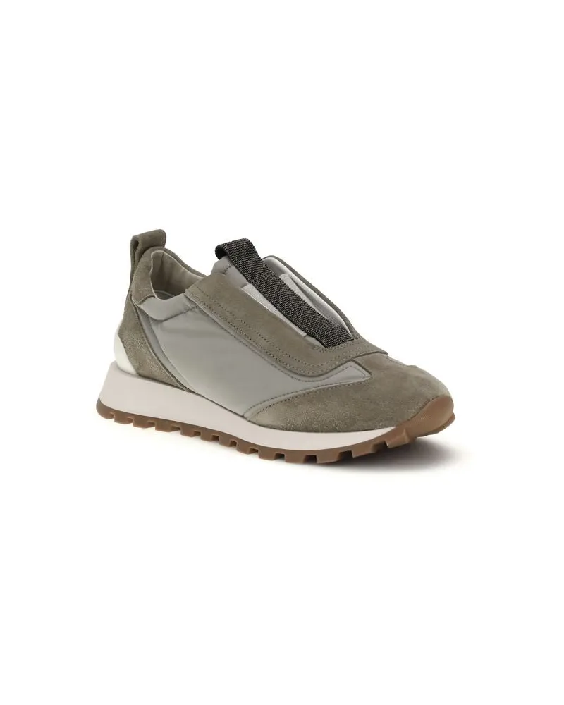 Brunello Cucinelli Women's Bicolor Polyester Sneakers Gray
