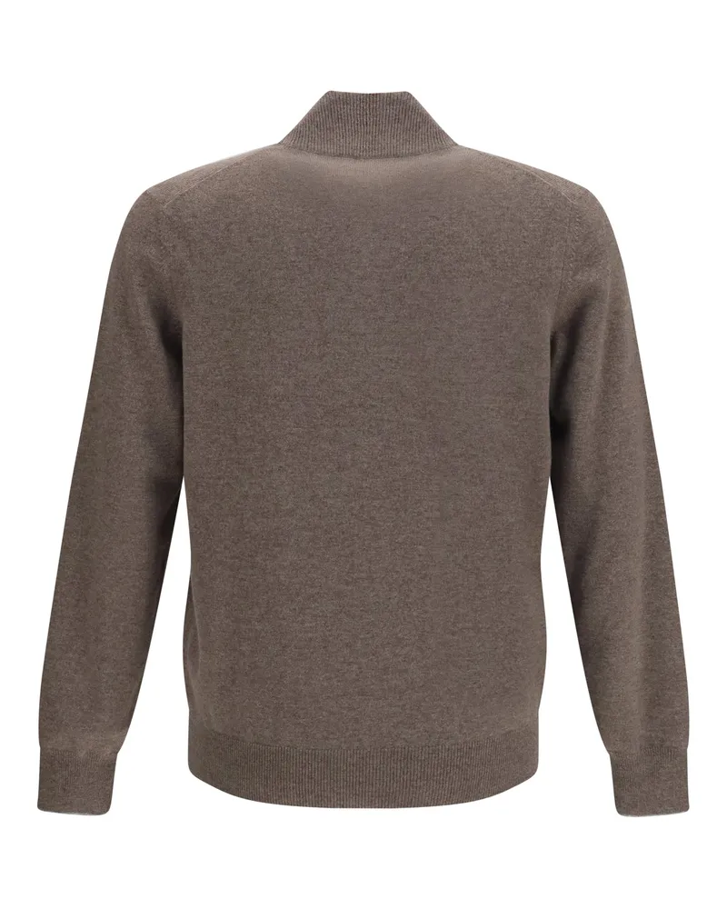 Brunello Cucinelli Half-Zip Cashmere Sweater — Gray Gray