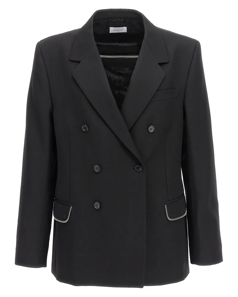 OFF-WHITE Men's Black Virgin Wool Blazer Clothing Black