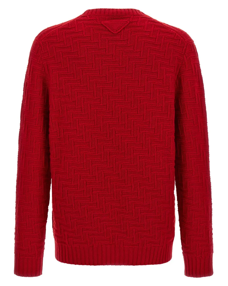Prada Knitted Wool-Cashmere Sweater — Red Red