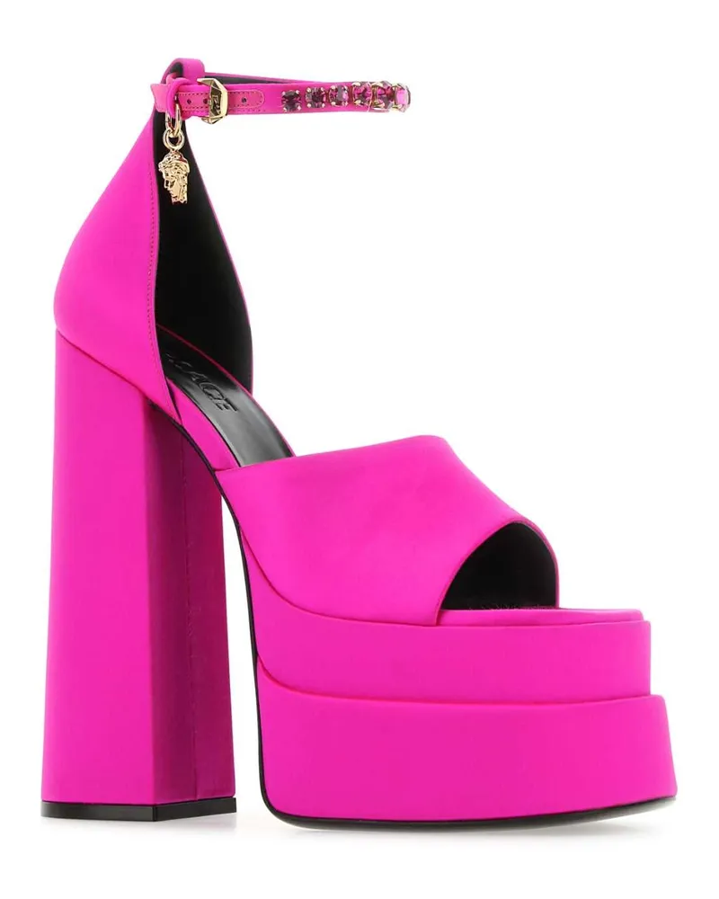 Versace Women's Fuchsia Satin Medusa Aevitas Sandals Fucsia Sandali Pink
