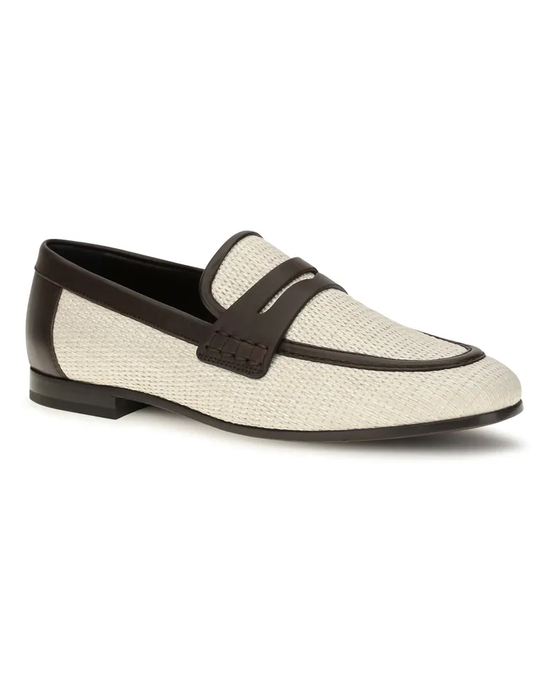 Brunello Cucinelli Women's Two-Tone Leather And Raffia Loafers Corda Beige