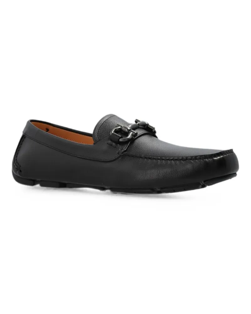 Ferragamo Gancini-Plaque Leather Loafer — Black Black