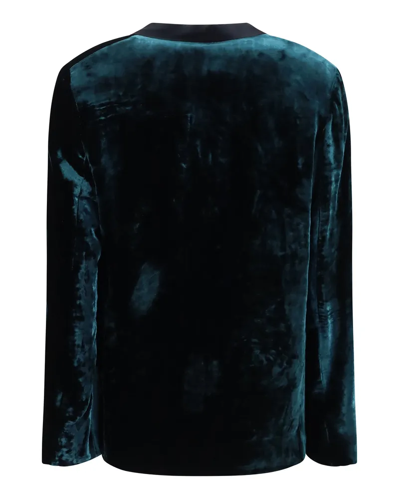 forte_forte Moiré Velvet Tuxedo Blazer — Blue Blue
