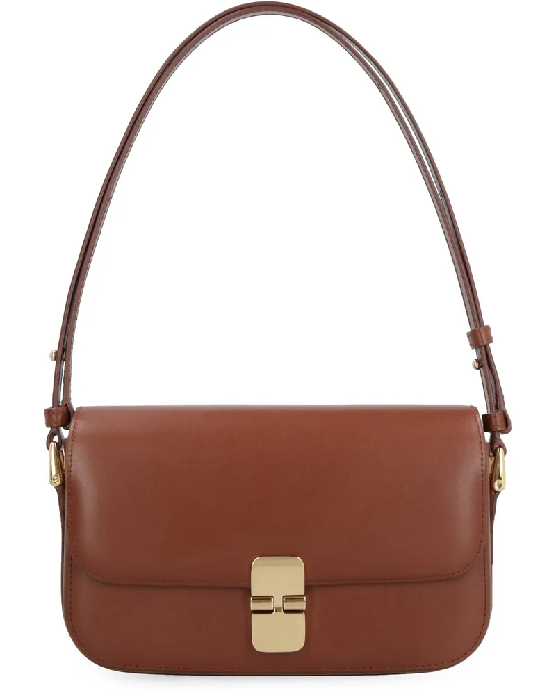 A.P.C. Women's Baguette Bag Grace Hazelnut Cow Hide Shoulder Brown