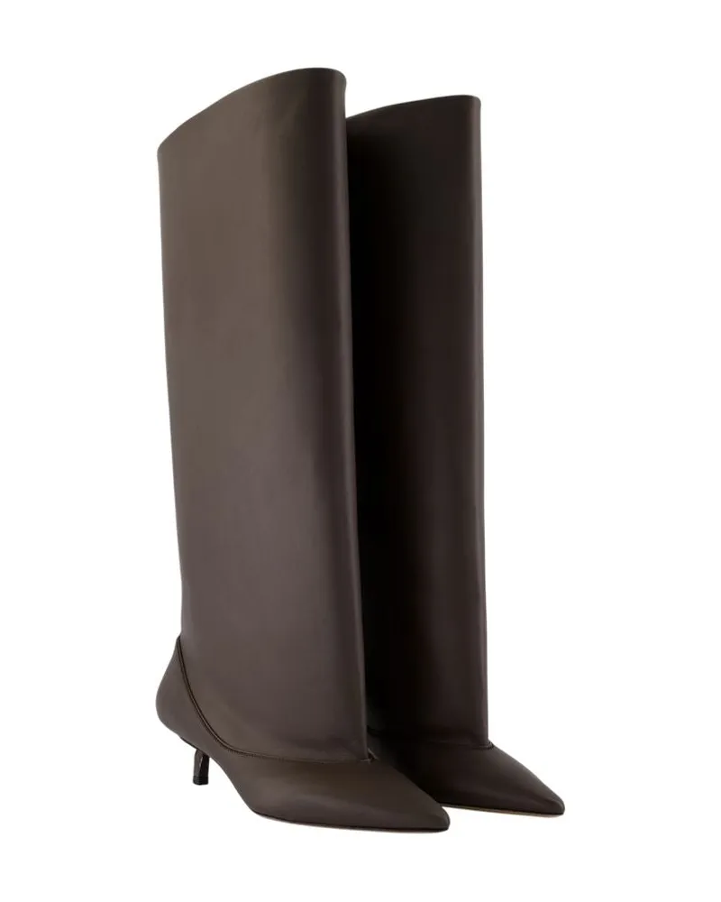 Jacquemus Women's Tourni H Boots -  Leather Brown Calfskin Shoes Brown