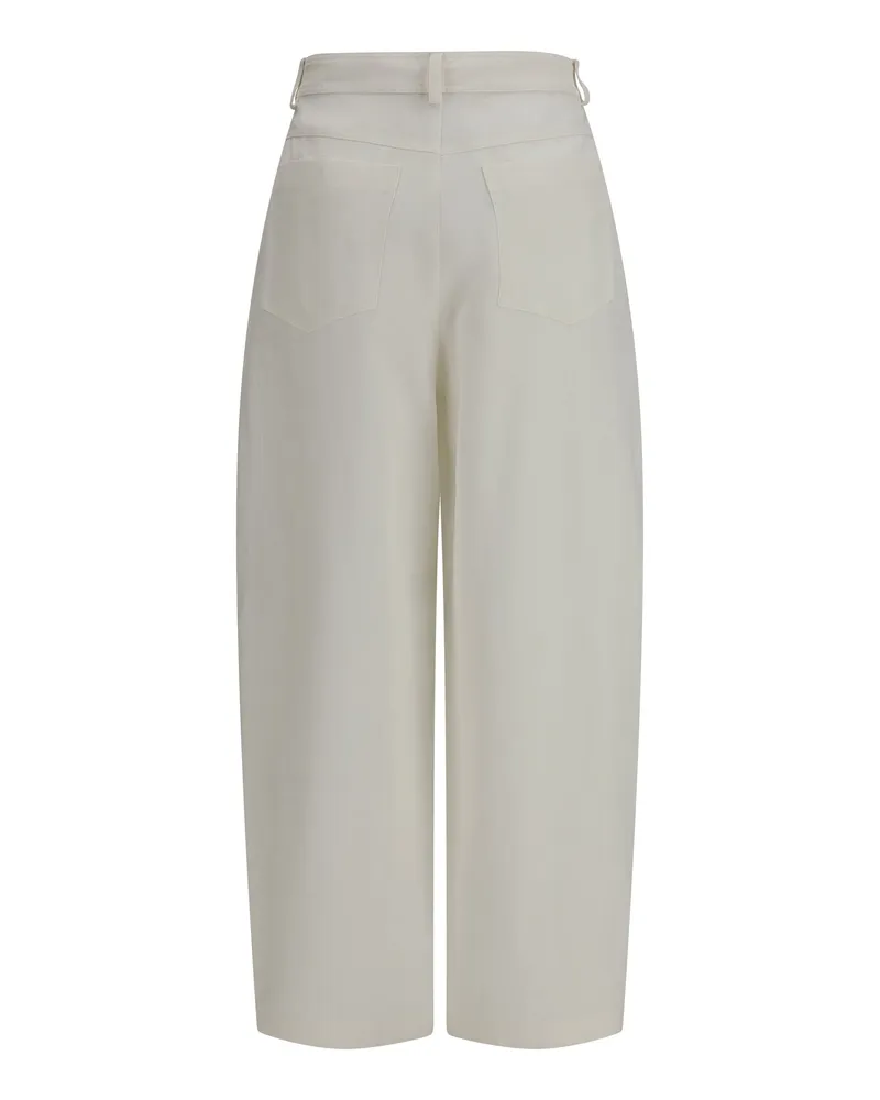 Brunello Cucinelli Women's Barrel Fit Jeans With Pockets Bianco Silk; Acetate White
