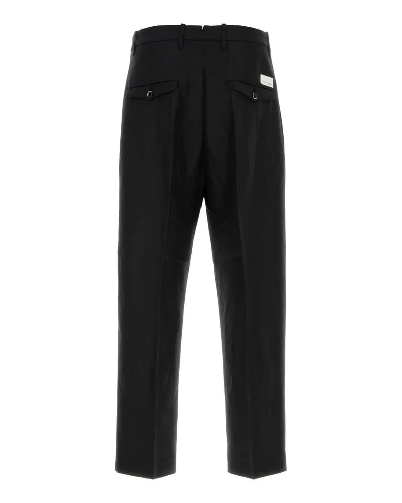 nine:inthe:morning Men's Black Twill Wide-Leg Kai Pant Nero Exterior: Wool Linen Pantaloni Black