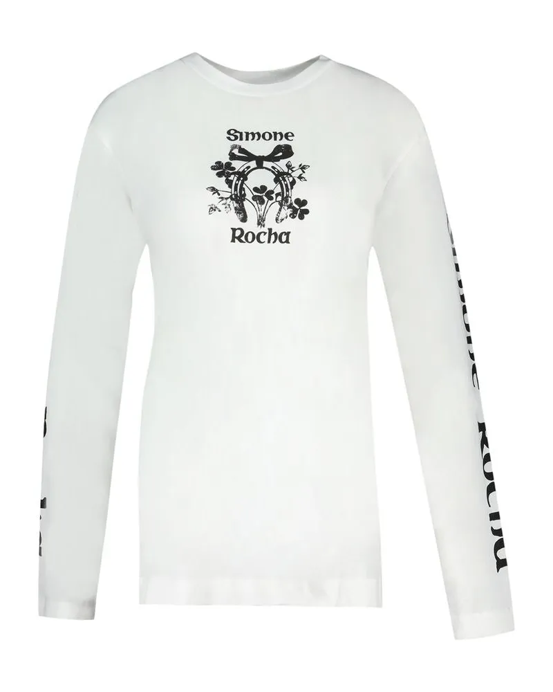Simone Rocha Women's Coming Up Roses T-Shirt -  Cotton White Ready-To-Wear T-Shirts White